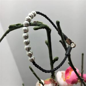 Siyah Zincir Gümüş Dorika Gümüş Kazaziye Bileklik BL039