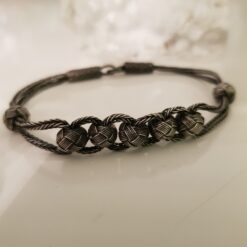 Beş Toplu Eskitme Gri Tasarım Gümüş Kazaziye Bileklik BL088-1