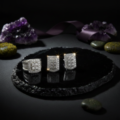 3 Sıra Prenses Hasır Yüzük Küpe Set