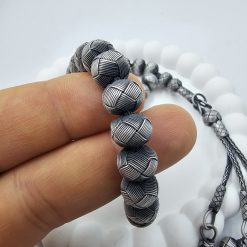 999 Ayar Gumus Kazaziye Tesbih 10mm Top 4