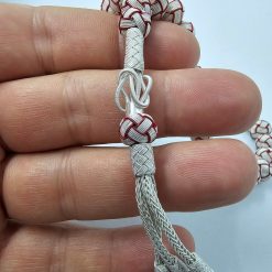 999 Ayar Gumus Kazaziye Tesbih Kirmizi Beyaz 10mm Top 11