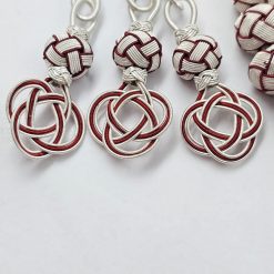 999 Ayar Gumus Kazaziye Tesbih Kirmizi Beyaz 10mm Top 12