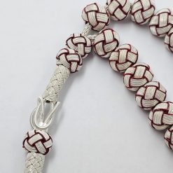 999 Ayar Gumus Kazaziye Tesbih Kirmizi Beyaz 10mm Top 13