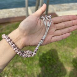 999 Ayar Gumus Kazaziye Tesbih Kirmizi Beyaz 10mm Top 20