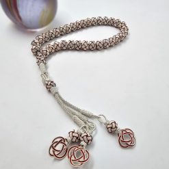 999 Ayar Gumus Kazaziye Tesbih Kirmizi Beyaz 10mm Top 4