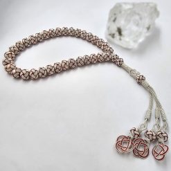 999 Ayar Gumus Kazaziye Tesbih Kirmizi Beyaz 10mm Top 5