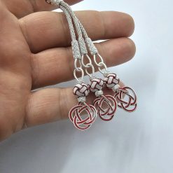 999 Ayar Gumus Kazaziye Tesbih Kirmizi Beyaz 10mm Top 6