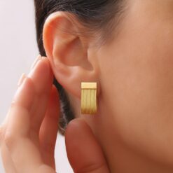 beş sıra altın kaplama hasır küpe