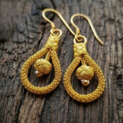 Altın kaplama Pıtırcık Örgü Küpe-altın kapla