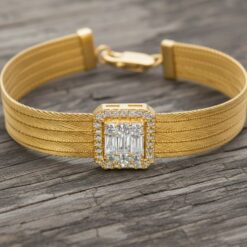 B5 Sıra Hasır Bilezik Baget Taş Altın Kaplamalı