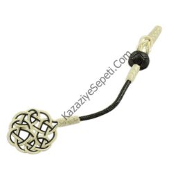 Gümüş Kazaz Püskül Tekli Siyah Beyaz Aşkdüğümü