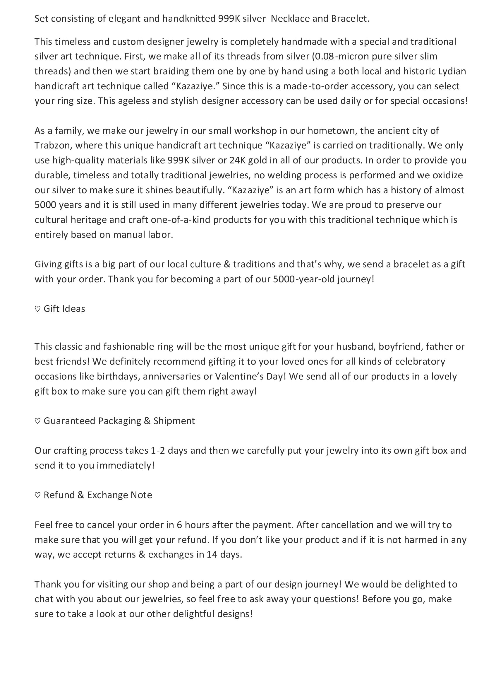 Handcrafted Silver Bracelet Necklace for Women Description