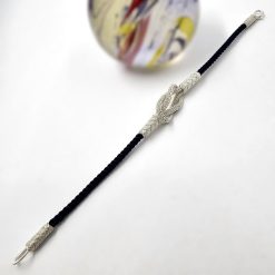 Lacivert Ipli Gemici Dugumu Gumus Kazaziye Bileklik BL066 8