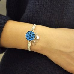 Mavi taş Süryani 999 Ayar Gümüş Bileklik