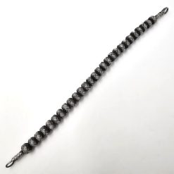 Oxide Gray 999 Sterling Silver Hand Knitted Beaded Bracelet 17