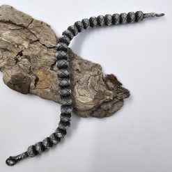 Oxide Gray 999 Sterling Silver Hand Knitted Beaded Bracelet 20