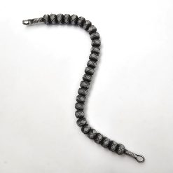 Oxide Gray 999 Sterling Silver Hand Knitted Beaded Bracelet 3