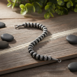 Oxide Gray 999 Sterling Silver Handknitted Beaded Bracelet 2