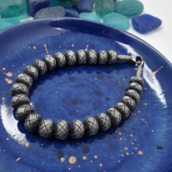 Oxide Gray 999 Sterling Silver Handknitted Beaded Bracelet 3