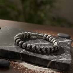 Oxide Gray 999 Sterling Silver Handknitted Beaded Bracelet 5