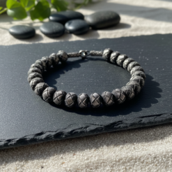 Oxide Gray 999 Sterling Silver Handknitted Beaded Bracelet 7