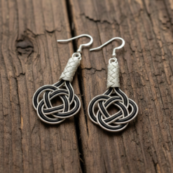 Siyah Beyaz Ask Dugumu Sallantili Gumus Kupe 1