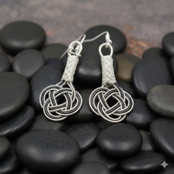 Siyah Beyaz Ask Dugumu Sallantili Gumus Kupe 3