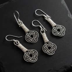 Siyah Beyaz Ask Dugumu Sallantili Gumus Kupe 4