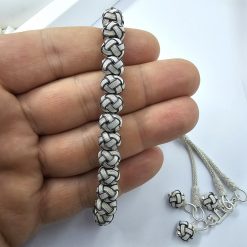 Siyah Beyaz Gumus Kazaziye Tesbih 21