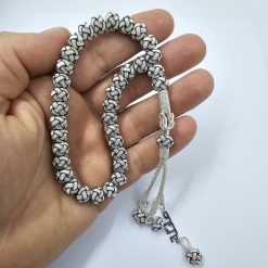 Siyah Beyaz Gumus Kazaziye Tesbih 7