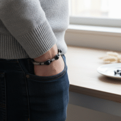 Siyah Onyx Tasli Gumus Kazaziye Bileklik 9