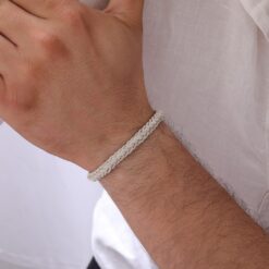 Thick Hair Braid Hand Knitted Silver Bracelet 11