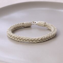 Thick Hair Braid Hand Knitted Silver Bracelet 15