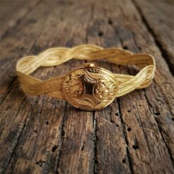 Üç Sıra Çift Sarmal Modern Hasır Bilezik-Altın Kaplama