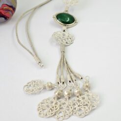 Yesil Tasli Ask Dugumu 999 Ayar Gumus Kolye KL045 2 1