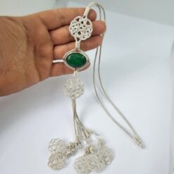 Yesil Tasli Ask Dugumu 999 Ayar Gumus Kolye KL045 6