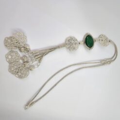 Yesil Tasli Ask Dugumu 999 Ayar Gumus Kolye KL045 7