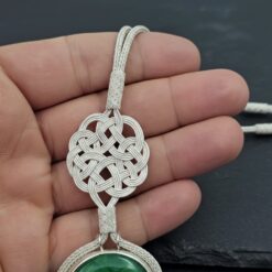 Yesil Tasli Ask Dugumu 999 Ayar Gumus Kolye – KL045